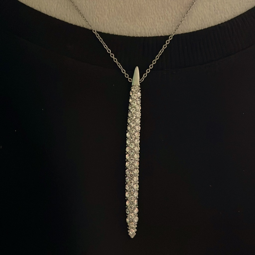 Anne Klein Rhinestone Bar Necklace 16-18” adjustable length. .